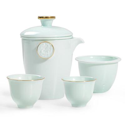 华光国瓷景瓷华青瓷快客杯一壶二杯便携式户外旅行茶具套装泡茶杯