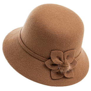 中老年人帽子女士秋冬天妈妈保暖盆帽渔夫帽老太太奶奶羊毛呢礼帽