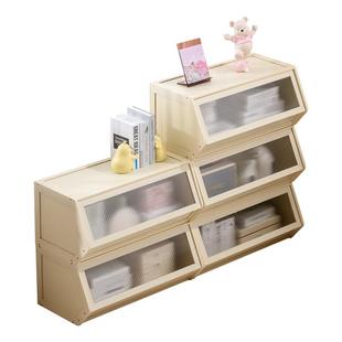 多功能可叠加收纳柜有盖杂物收纳盒储物整理箱家用储物箱床头柜子