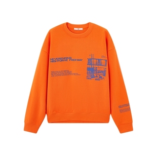 SLY 2024冬季新品休闲男友风街景印花圆领卫衣030HAA90-3161