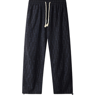 潮牌格子乱纹裤子男春秋季垂感慵懒风长裤宽松大码直筒休闲裤新款