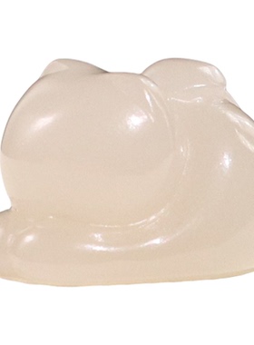 保真和田玉藕粉招财趴趴猫挂件