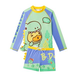 B.Duck儿童游泳衣分体新款长袖防晒中大童泳裤套装专业训练装备