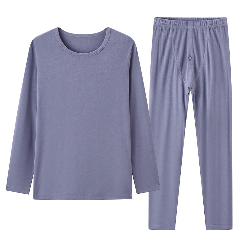 玛伦萨保暖内衣男大码秋冬新款秋衣秋裤双面绒绵羊毛基础打底套装