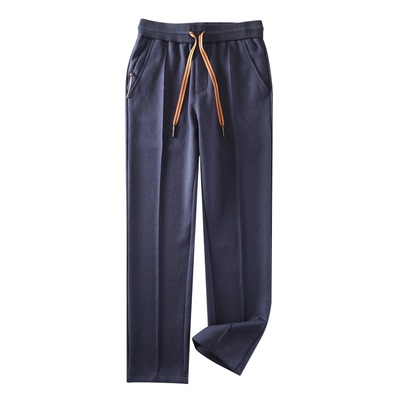 莫代尔空气层中缝线直筒休闲裤男