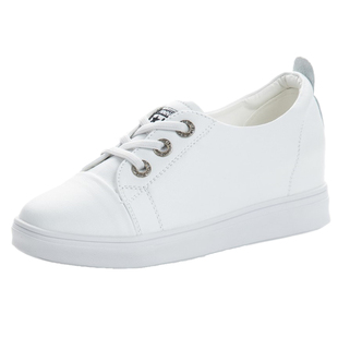 内增高小白鞋厚底舒适轻便女鞋真皮坡跟透气软牛皮浅口旅游休闲鞋