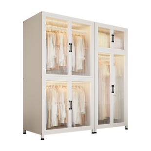 铁皮衣柜家用卧室结实到顶简易环保加粗金属全钢加厚大容量收纳柜