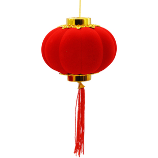 2026年新款植绒小灯笼树上挂饰新年院子户外红灯笼串布置氛围装饰