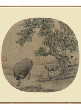 宋画小品李迪雪中归牧图花鸟画