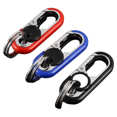 男士专用汽车钥匙扣2024年新款纯色金属腰挂商务锁匙双环链挂件