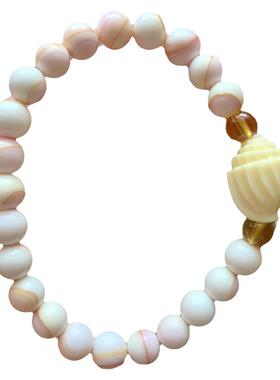 女皇贝胭脂螺手串链珠渐变小海螺海洋宝石手链天然石女王贝壳饰品