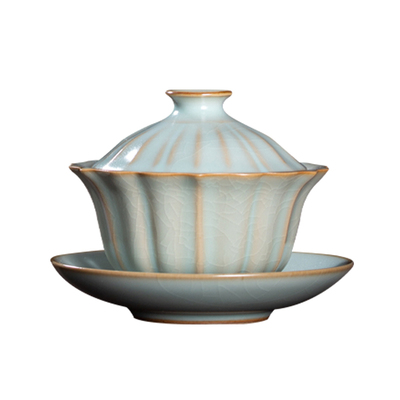 问鼎汝窑色釉开片套组盖碗