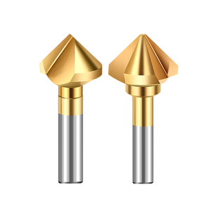 90度高速钢镀钛单刃三刃倒角刀数控CNC直柄涂层45度孔口倒角钻头