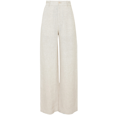 夏莫卡中式刺绣松弛感亚麻裤