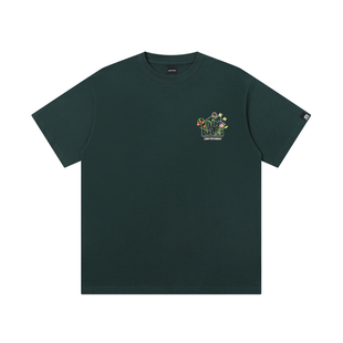 丛林老虎设计感花卉刺绣logo短袖男生夏季百搭潮流圆领重磅T恤女