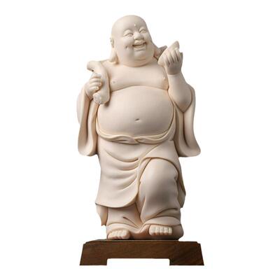 东方泥土福气笑佛玉黄瓷摆件