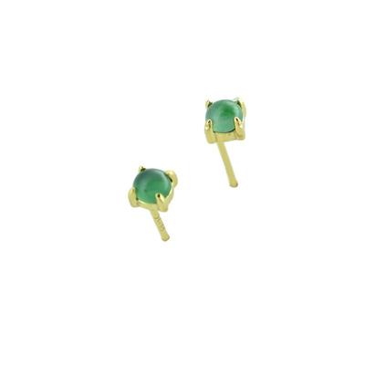 天然A货冰种翡翠耳钉国标925银