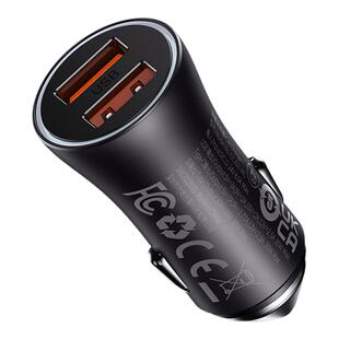 倍思金点子60W车载充电器65超级快充汽车点烟孔转换插头适用苹果华为小米三星手机USB二合一Type-C通用40瓦pd