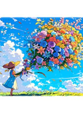 【鲜花女孩】宫崎骏治愈数字油画