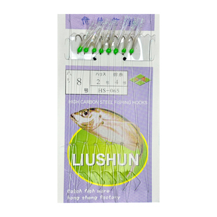 六顺鱼皮夜光仿生虾皮串钩8钩路亚翘嘴青稍羊毛钩虾皮串钩虾皮钩