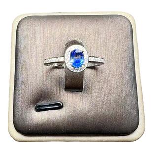天然无烧矢车菊蓝宝石戒指 4乘5 925银精工镶嵌天然彩宝首饰