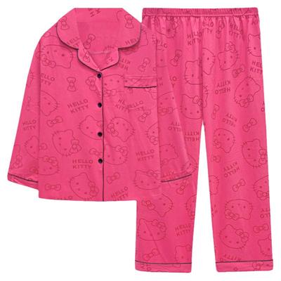 HelloKitty睡衣女生春秋冬季纯棉开衫长袖长裤套装卡通可爱家居服