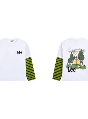 Leekids童装假两件长袖T恤