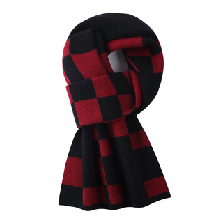 恒源祥高档山羊绒格纹围巾男士冬季百搭保暖舒适韩版围脖送礼盒装