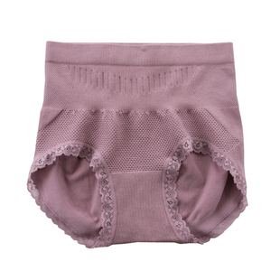 2条装 新款纯色中高腰蕾丝边无缝收腹提臀包臀美体修身女士内裤