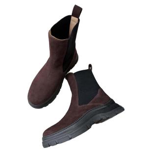 踩屎感增高厚底高丝光羊反绒光面小牛皮切尔西靴马丁靴短靴W1793