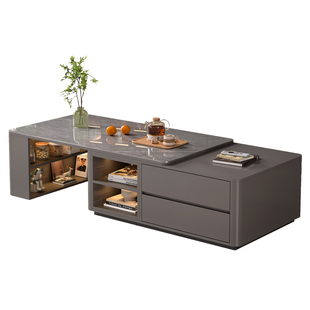 伸缩茶几客厅2026新款轻奢高级感家用桌子小户型岩板实木茶几桌