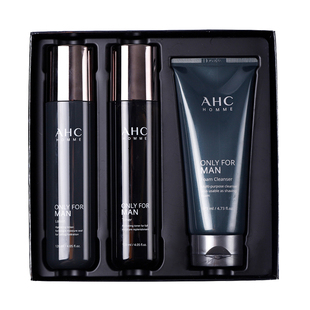 韩国AHC男士护肤三件套水乳洗面奶套盒装 控油补水保湿深层清洁亮