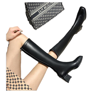 长筒靴女靴子2025新款高筒骑士靴加绒马丁靴小个子不过膝长靴女冬