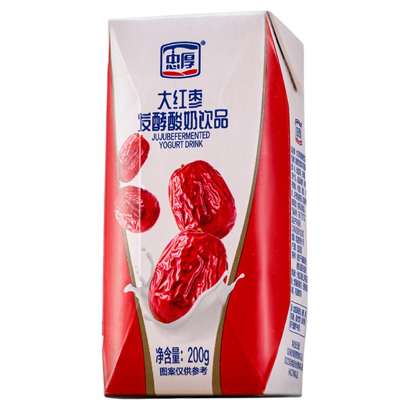 忠厚大红枣发酵酸奶饮品200g*12盒整箱儿童小孩学生酸奶常温饮品