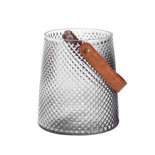 美式创意轻奢皮革手提花瓶玻璃水养鲜花玫瑰百合客厅餐桌装饰摆件