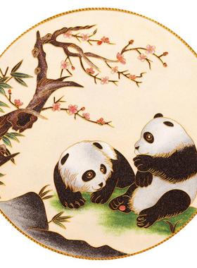 苏绣初学者手工熊猫竹子diy套件