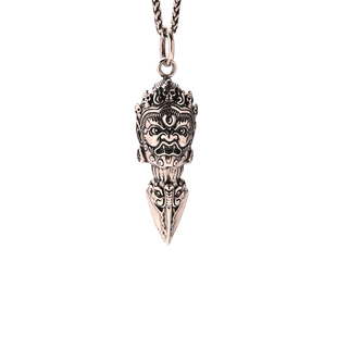 吾岸樊霄同款S925纯银大黑天金刚杵项链吊坠复古降魔杵男女款项坠