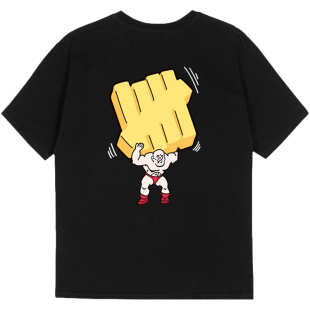 不败五道杠 HIAUTO UND 夏季圆领短袖大力士印花 男女情侣款T恤