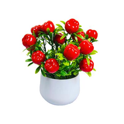 塑料假花桌面装饰摆件玫瑰花盆栽
