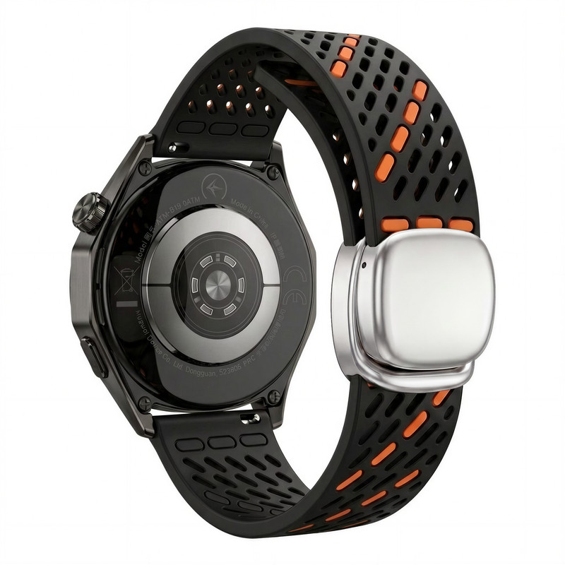 适用OPPOwatchX3手表带X2先锋者watch S2磁吸扣透气硅胶腕表带watch4pro运动3pro智能男士夏季高级表链