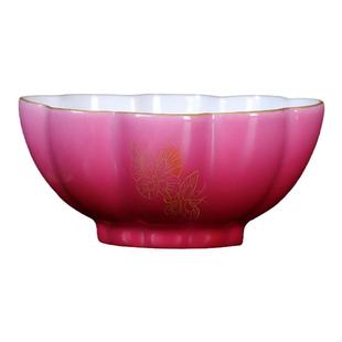 灵玺贡坊 女士主人杯高级感手绘粉彩胭脂红牡丹花瓣 景德镇个人杯