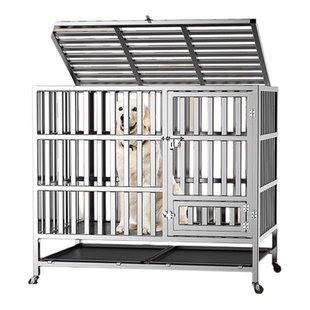 不锈钢折叠狗笼中型犬狗笼子带厕所方管室内边牧宠物金毛中大型犬