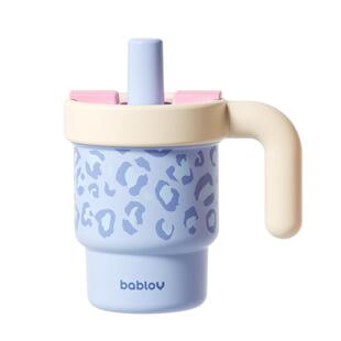 【明星同款】bablov吸管保温杯女生高颜值桌面把手杯豹纹水杯礼物