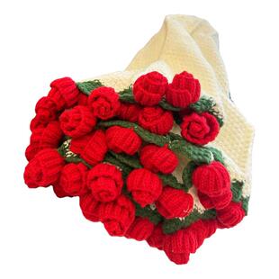 玫瑰花毯子花束毯子成品手工编织送女生闺蜜生日实用礼物