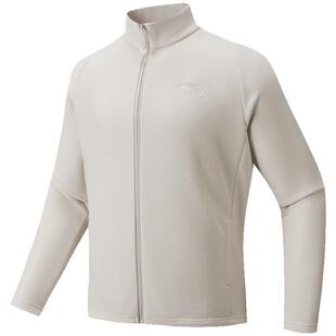 安踏白色男款火壳抓绒衣摇粒绒外套春季加厚保暖冲锋内胆运动上衣