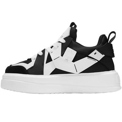 诺凡希板鞋春秋拼色学院风学生男女厚底面包鞋黑白熊猫色增高鞋子