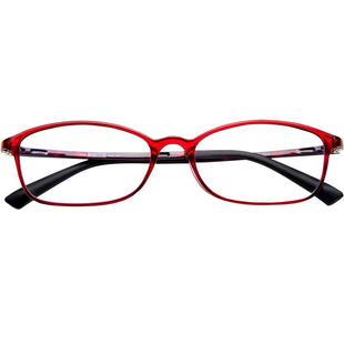 乐申近视眼镜框女士可配度数超轻红色小脸小方框网上配TR90眼睛框