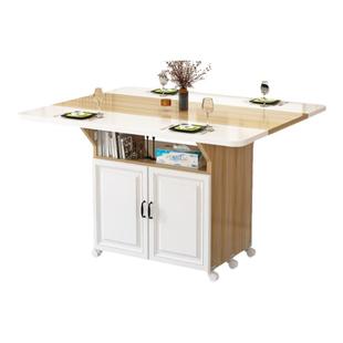 折叠餐桌多功能家用小户型可移动正方形吃饭桌子厨房客厅带抽屉柜