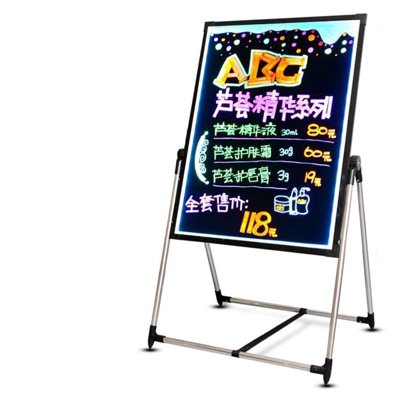 紐繽七彩電子熒光板廣告板發(fā)光LED廣告牌店鋪用小黑板展示牌夜市戶外擺攤商用手寫黑板立地充電插電式廣告牌