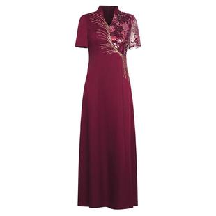 创意狐敬酒服新娘高级感红色答谢宴礼服宴会主持人七分袖连衣裙女